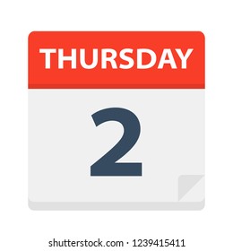Thursday 2 - Calendar Icon - Vector Illustration