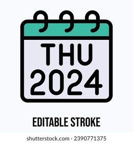 Calendario del jueves 2024, Calendario de vectores.