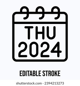 Thursday 2024 Calendar, Vector Calendar.
