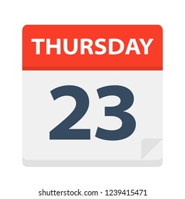 Thursday 23 - Calendar Icon - Vector Illustration