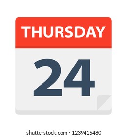 Thursday 24 - Calendar Icon - Vector Illustration
