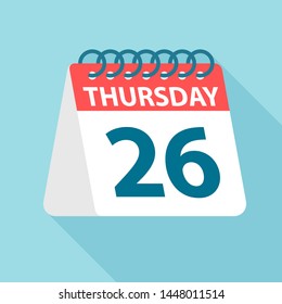 Thursday 26 - Calendar Icon - Vector Illustration