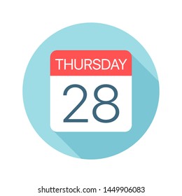 Thursday 28 - Calendar Icon - Vector Illustration