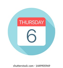 Thursday 6 - Calendar Icon - Vector Illustration