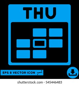 Thursday Calendar Grid icon. Vector EPS illustration style is flat iconic symbol, blue color.