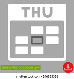 Thursday Calendar Grid icon. Vector EPS illustration style is flat iconic bicolor symbol, dark gray and white colors.