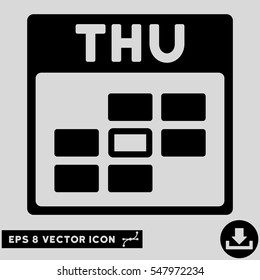 Thursday Calendar Grid icon. Vector EPS illustration style is flat iconic symbol, black color.