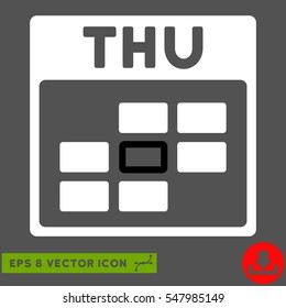 Thursday Calendar Grid icon. Vector EPS illustration style is flat iconic bicolor symbol, black and white colors.