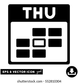 Thursday Calendar Grid icon. Vector EPS illustration style is flat iconic symbol, black color.