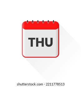 Thursday Calendar Icon, Day Of The Week For Schedule Work Sign