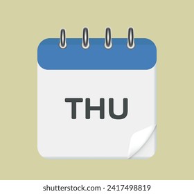 Thursday calendar Leaf. Calendar with the date of Thursday. 