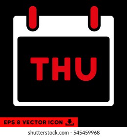 Thursday Calendar Page icon. Vector EPS illustration style is flat iconic bicolor symbol, red and white colors.