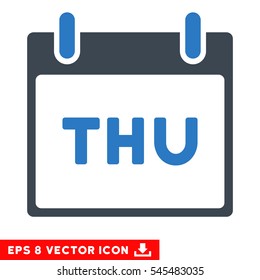 Thursday Calendar Page icon. Vector EPS illustration style is flat iconic bicolor symbol, smooth blue colors.