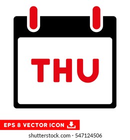 Thursday Calendar Page icon. Vector EPS illustration style is flat iconic bicolor symbol, intensive red and black colors.