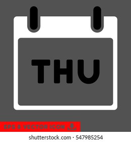 Thursday Calendar Page icon. Vector EPS illustration style is flat iconic bicolor symbol, black and white colors.
