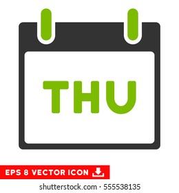 Thursday Calendar Page icon. Vector EPS illustration style is flat iconic bicolor symbol, eco green and gray colors.
