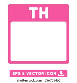 Thursday Calendar Page icon. Vector EPS illustration style is flat iconic symbol, pink color.