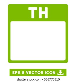 Thursday Calendar Page icon. Vector EPS illustration style is flat iconic symbol, eco green color.