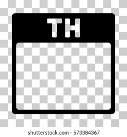 Thursday Calendar Page icon. Vector illustration style is flat iconic symbol, black color, transparent background. Designed for web and software interfaces.