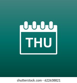 Thursday calendar page pictogram icon. Simple flat pictogram for business, marketing, internet concept on green background. Trendy modern vector symbol for web site design or mobile app