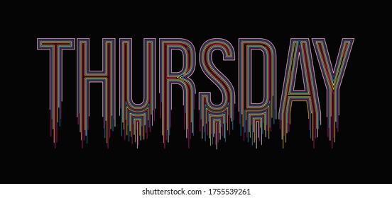 Thursday Calligraphic line art Text shopping poster vector illustration Design.