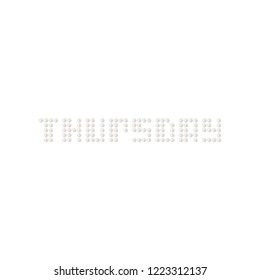 Thursday, day of week concept design template. Thursday word white pearl sticker template. Vector illustration