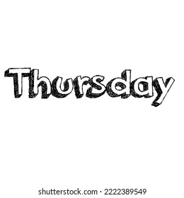 Thursday, handwritten lettering. Script written of brush pen. Design of hand-drawn vintage lettering