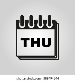 Thursday icon. Thu and calendar, data symbol. Flat design. Stock - Vector illustration