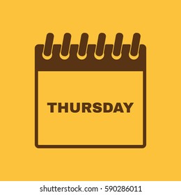 Thursday icon. Thu and calendar, data symbol. Flat design. Stock - Vector illustration