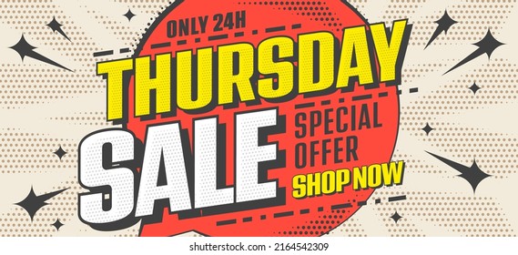 Thursday sale campaign, special price offer promotion. Billboard layout advertising discount. Retail marketing advertisement