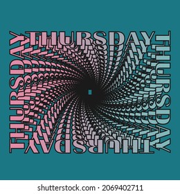 Thursday text background. Vector illustration with abstract effect on blue background.