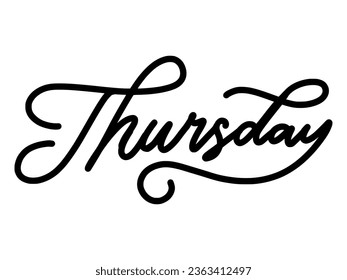 THURSDAY TEXT WITH MONOLINE HANDDRAWN LETTERING CALLIGRAPHY