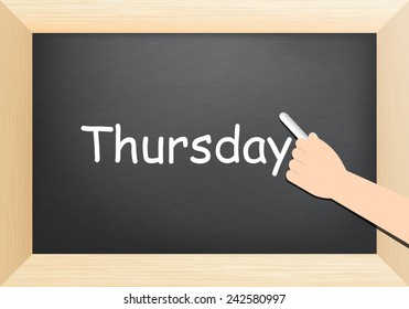 Thursday text on blackboard