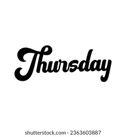 Thursday text on white background.
