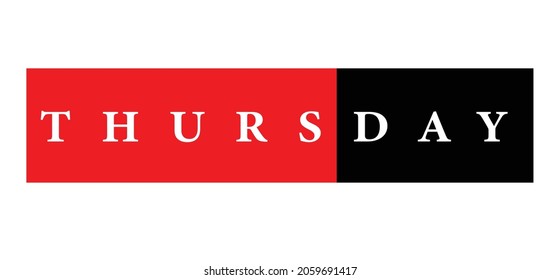 Thursday Typography Design on red and black background .