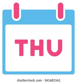 Thursday vector icon. Style is bicolor flat symbol, pink and blue colors, rounded angles, white background.