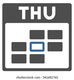 Thursday vector icon. Style is bicolor flat symbol, cobalt and gray colors, rounded angles, white background.