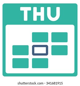 Thursday vector icon. Style is bicolor flat symbol, cobalt and cyan colors, rounded angles, white background.