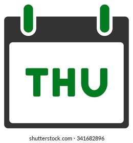 Thursday vector icon. Style is bicolor flat symbol, green and gray colors, rounded angles, white background.