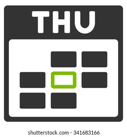 Thursday vector icon. Style is bicolor flat symbol, eco green and gray colors, rounded angles, white background.