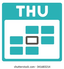 Thursday vector icon. Style is bicolor flat symbol, grey and cyan colors, rounded angles, white background.