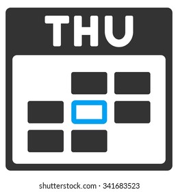 Thursday vector icon. Style is bicolor flat symbol, blue and gray colors, rounded angles, white background.