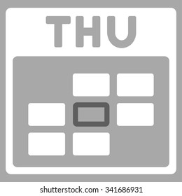 Thursday vector icon. Style is bicolor flat symbol, dark gray and white colors, rounded angles, silver background.
