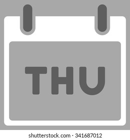 Thursday vector icon. Style is bicolor flat symbol, dark gray and white colors, rounded angles, silver background.