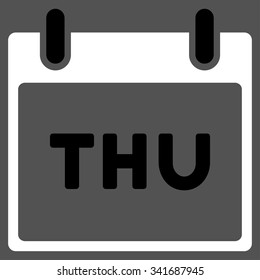 Thursday vector icon. Style is bicolor flat symbol, black and white colors, rounded angles, gray background.