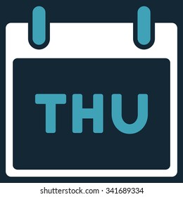 Thursday vector icon. Style is bicolor flat symbol, blue and white colors, rounded angles, dark blue background.