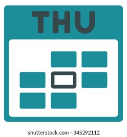 Thursday vector icon. Style is bicolor flat symbol, soft blue colors, rounded angles, white background.