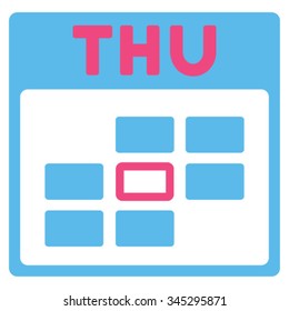 Thursday vector icon. Style is bicolor flat symbol, pink and blue colors, rounded angles, white background.
