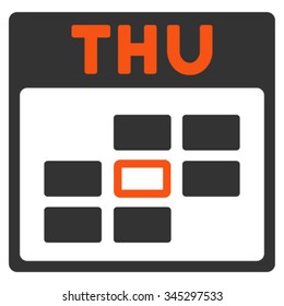 Thursday vector icon. Style is bicolor flat symbol, orange and gray colors, rounded angles, white background.