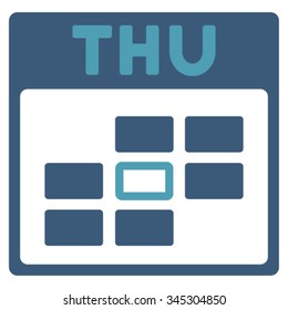 Thursday vector icon. Style is bicolor flat symbol, cyan and blue colors, rounded angles, white background.